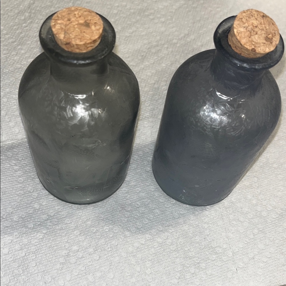 Gray Glass Bottles with Cork Stoppers